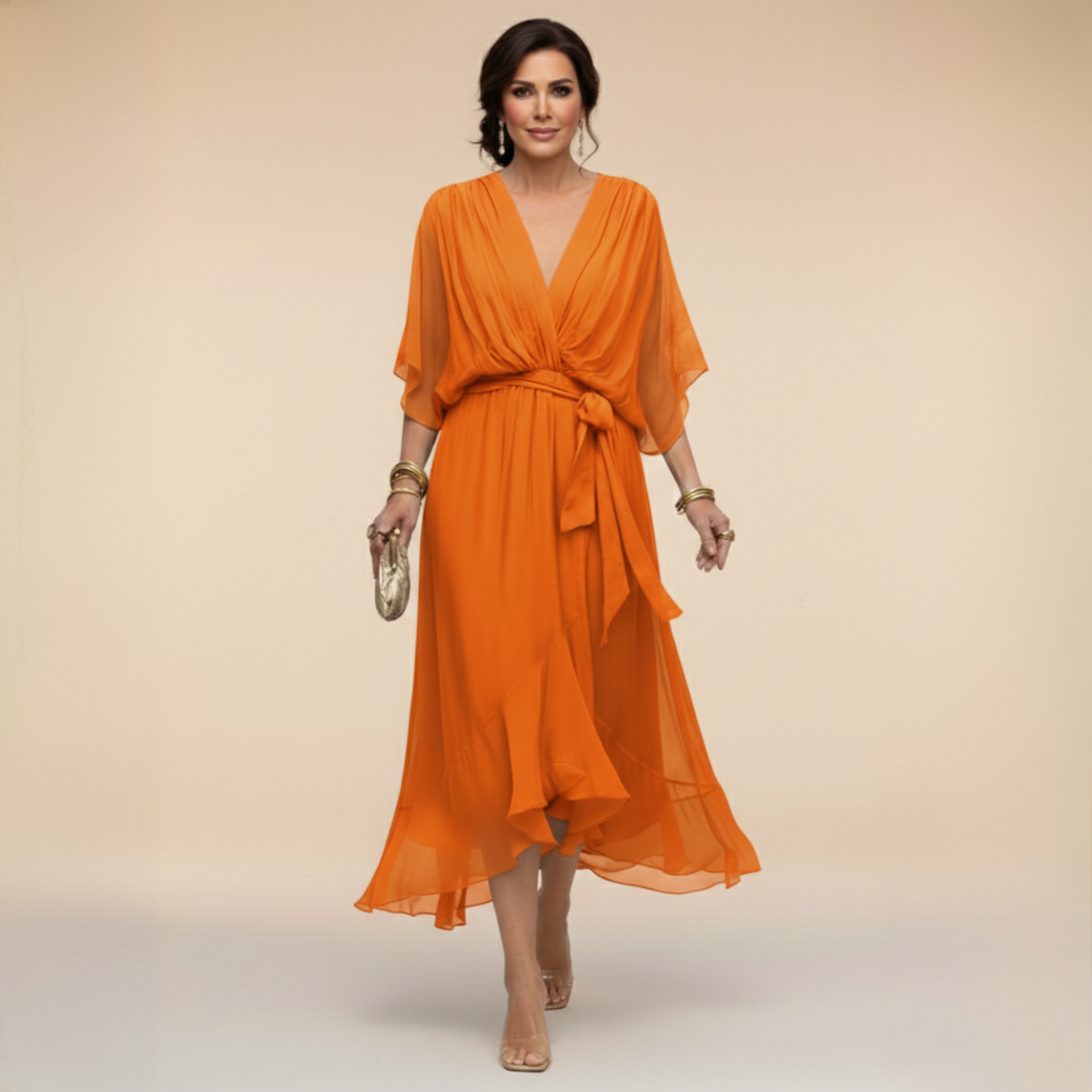 ANAIS – Vestido De Chiffon Con Escote En V