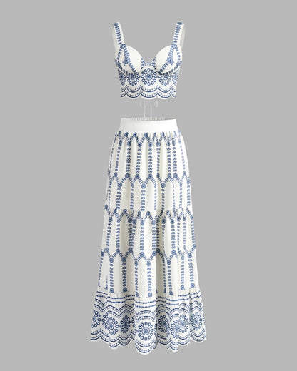 PAULA – Conjunto Bordado Blanco y Azul