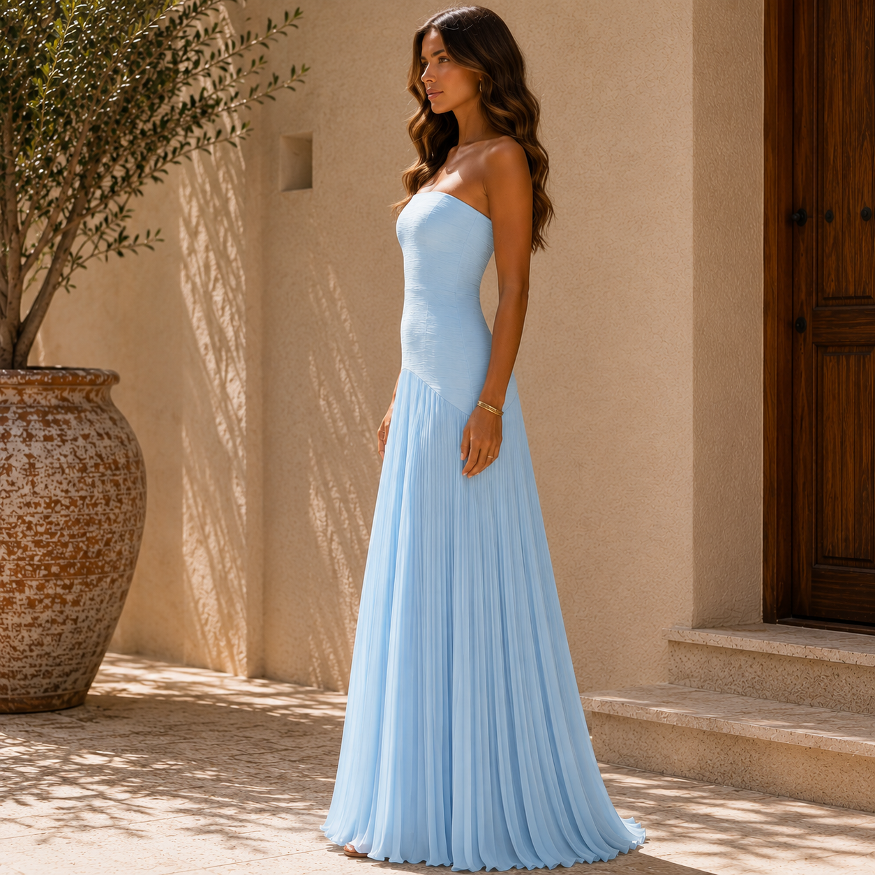CAROLINA – Vestido Con Falda Plisada