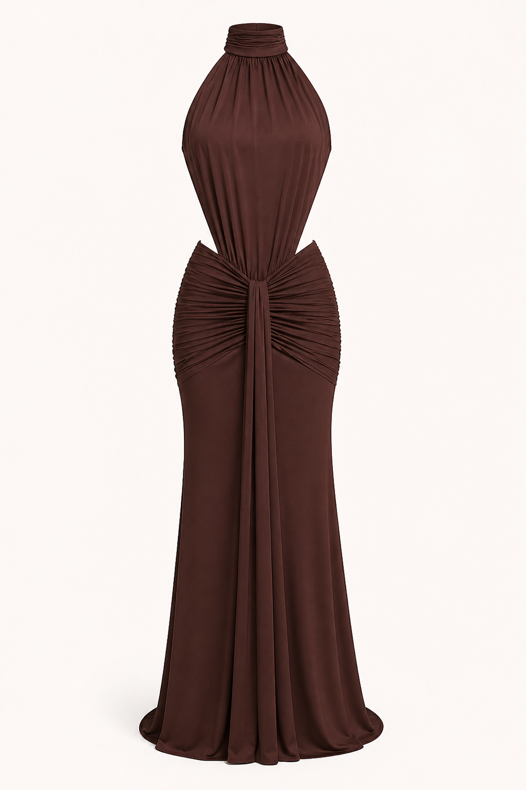 VICTORIA – Vestido Largo Elegante Con Cuello Halter Ajustado
