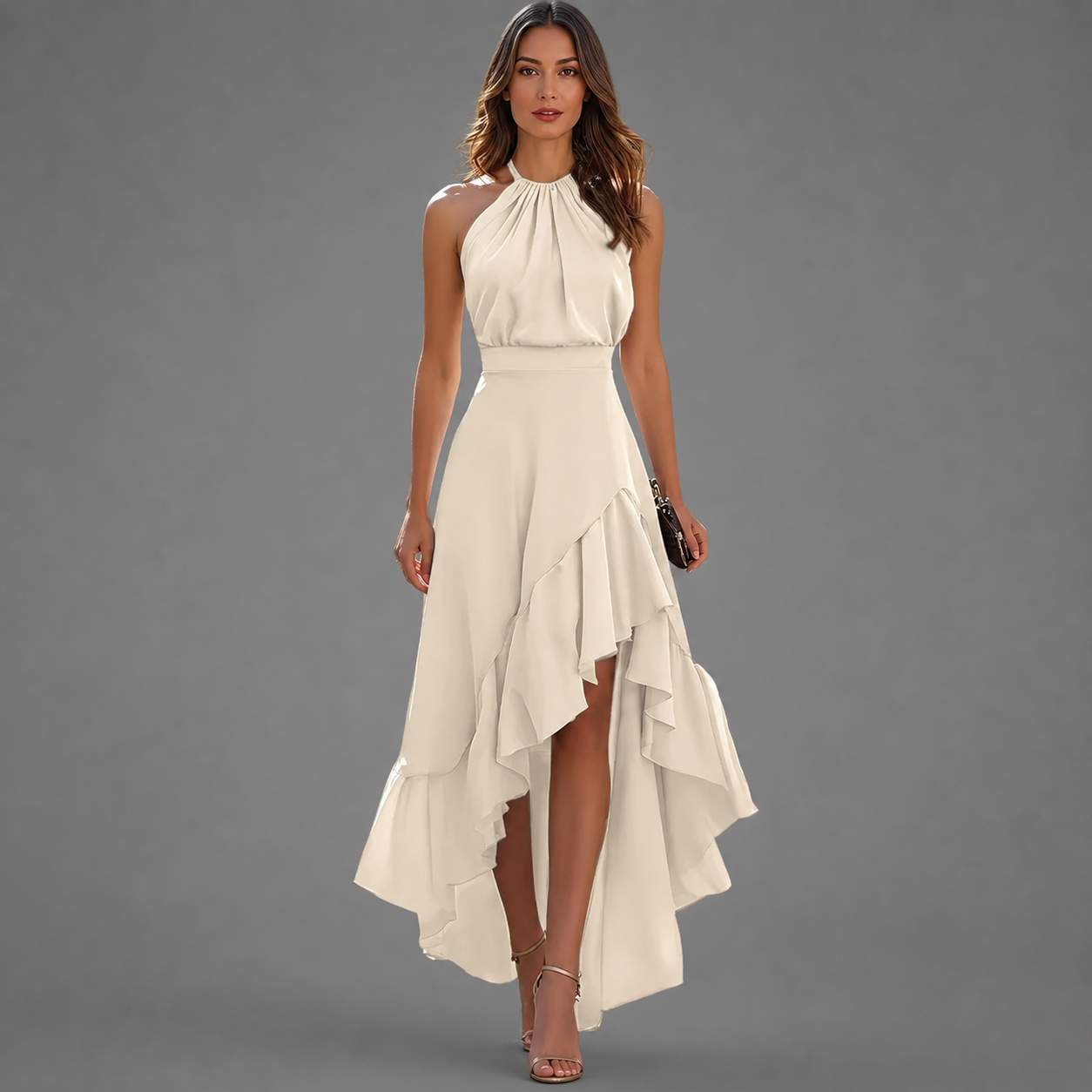 SARA – Vestido Elegante Con Bajo Asimétrico