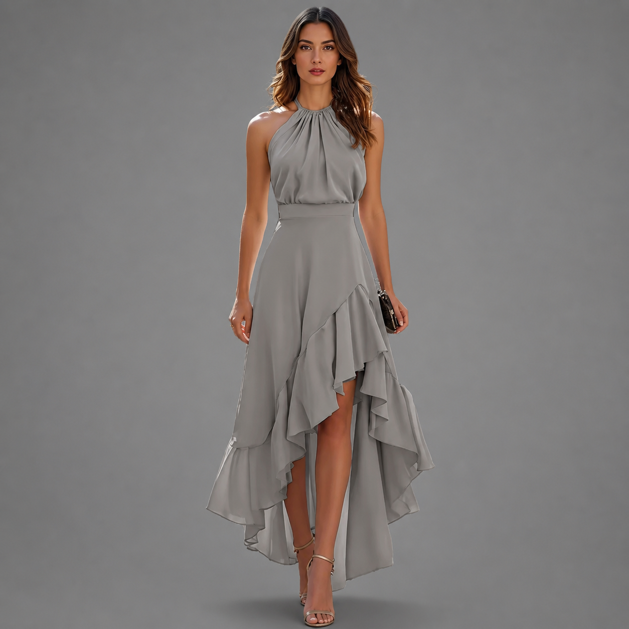 SARA – Vestido Elegante Con Bajo Asimétrico