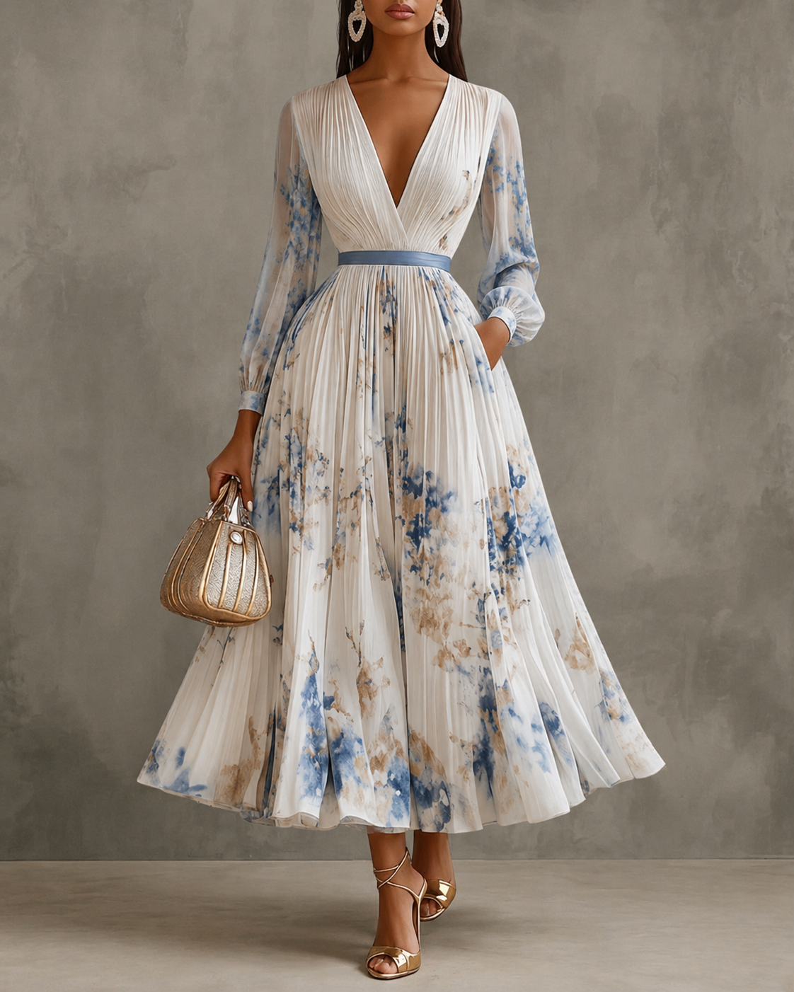 ALEJANDRA – Vestido Midi Con Cintura Definida