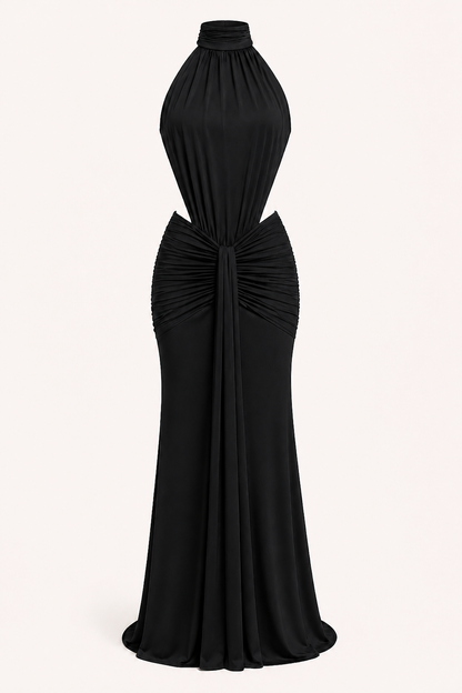 VICTORIA – Vestido Largo Elegante Con Cuello Halter Ajustado