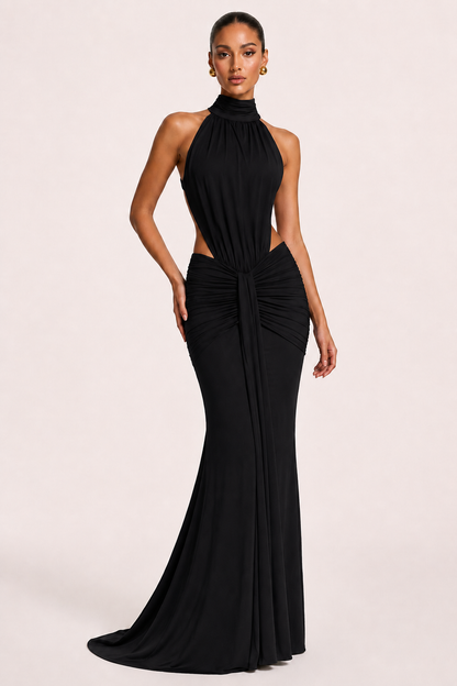 VICTORIA – Vestido Largo Elegante Con Cuello Halter Ajustado