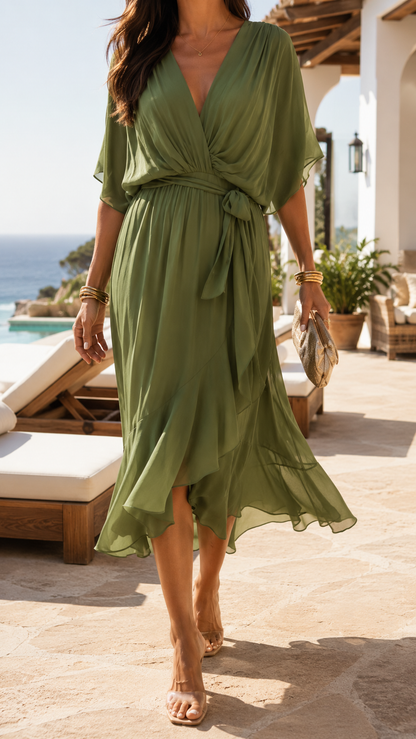 OLIVIA – Vestido Midi De Corte Fluido