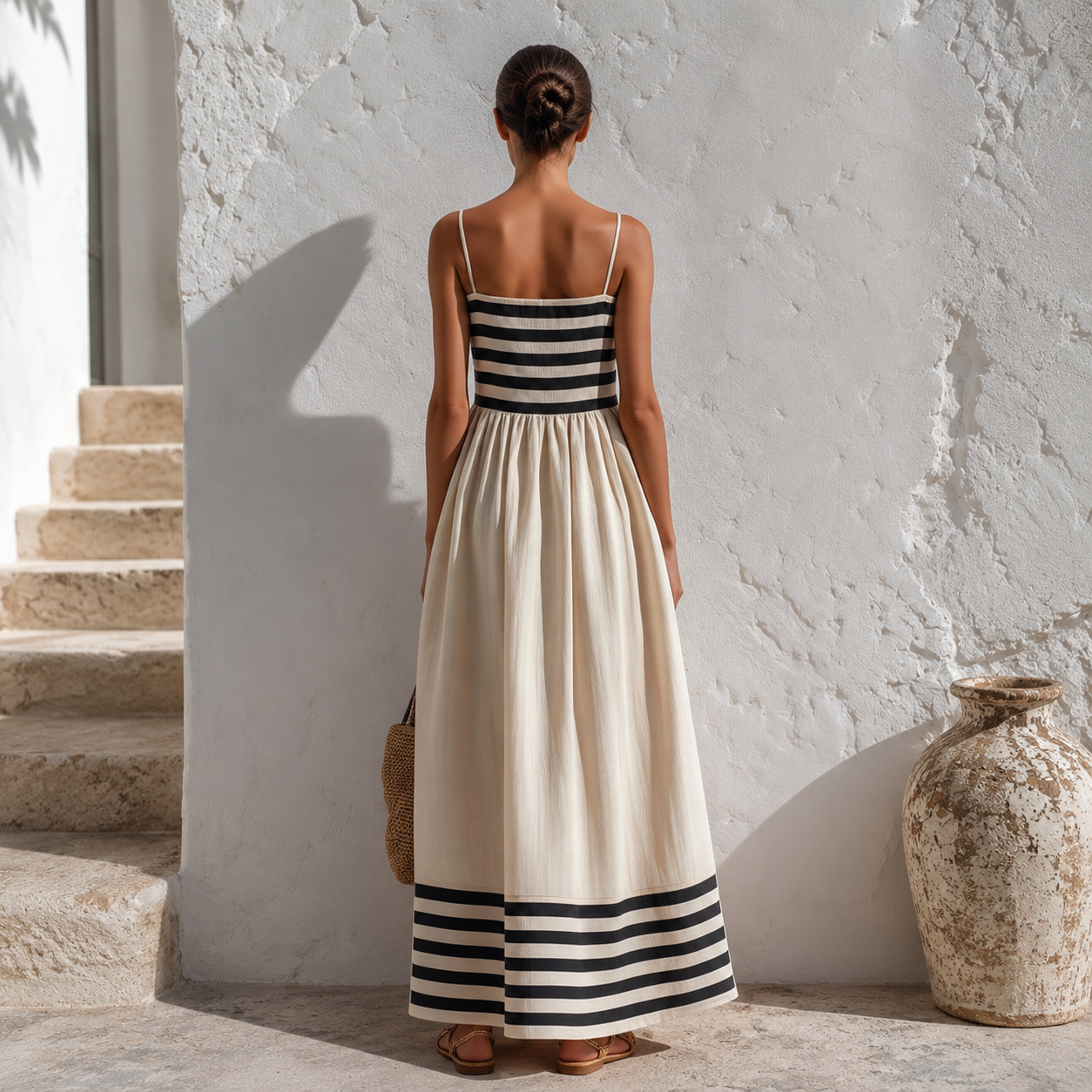 AURORA – Vestido Maxi Mediterráneo De Rayas
