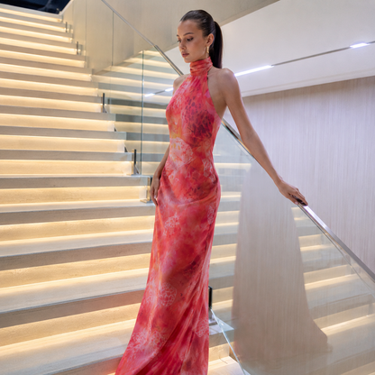 MARINA – Vestido Coral Bloom