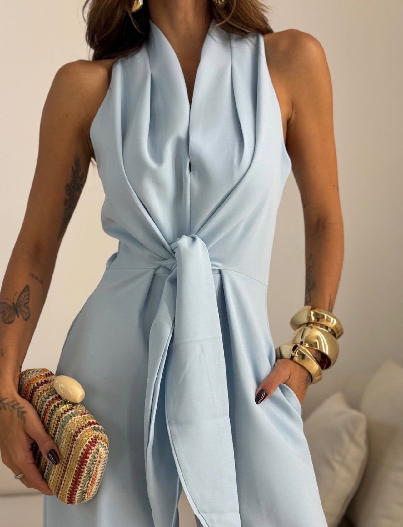 AMANDA – Mono elegante Con Cintura Anudada