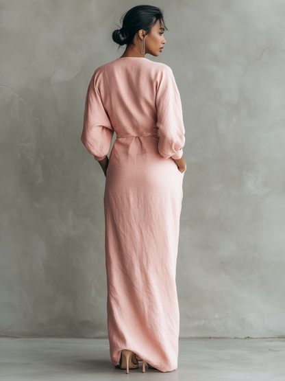LEIRE – Vestido Largo Minimalista Con Escote En V