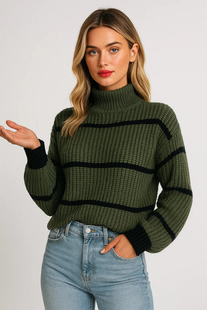 Striped turtleneck sweater