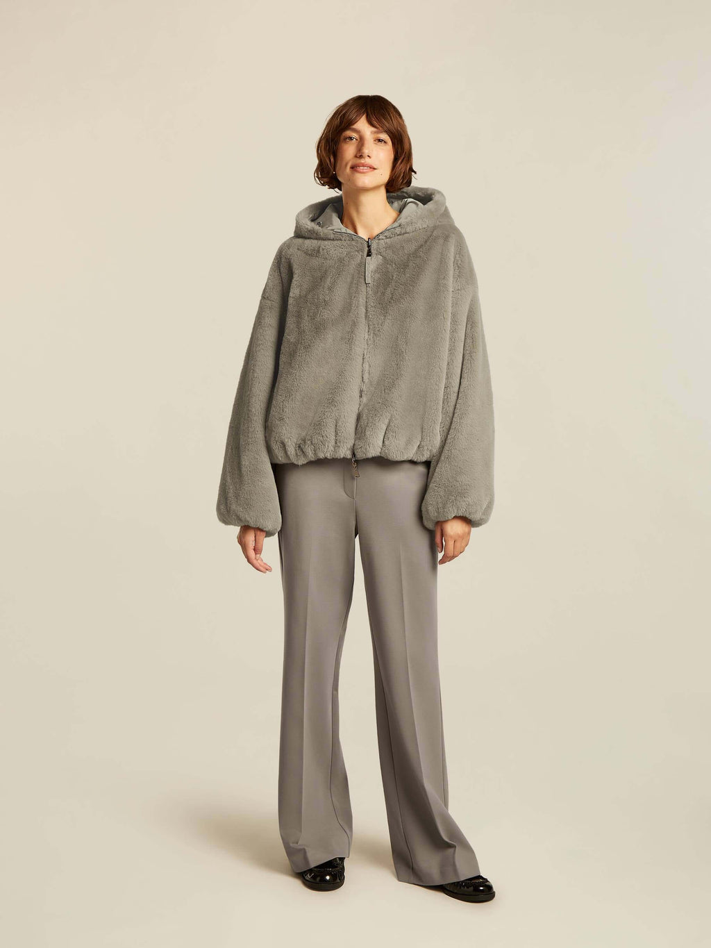 Chaqueta de pelo suave reversible