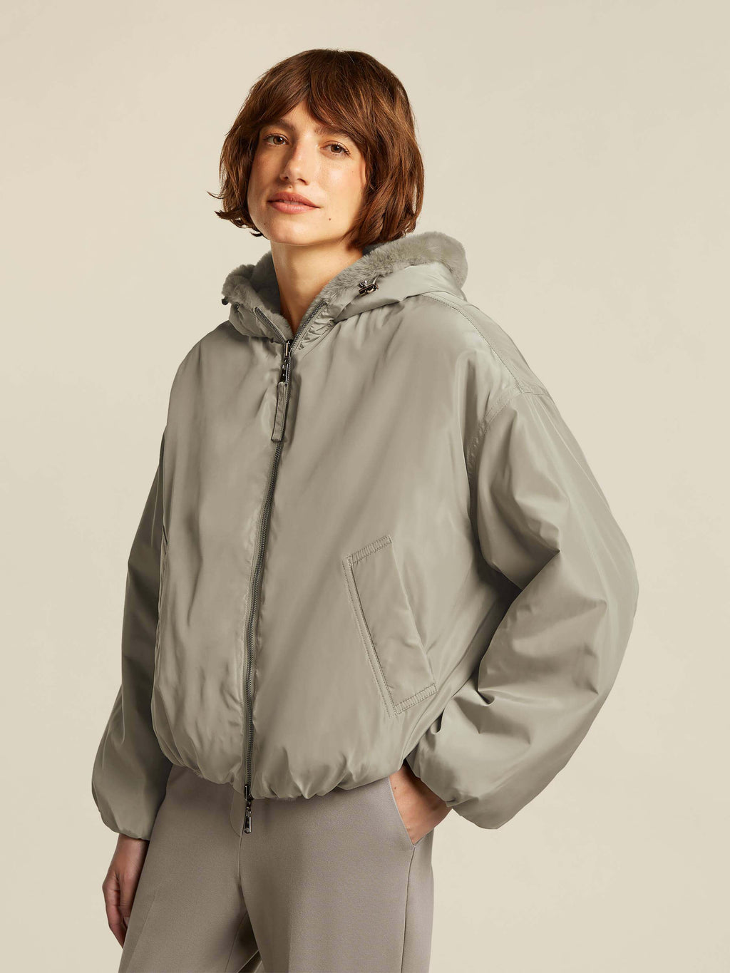 Chaqueta de pelo suave reversible