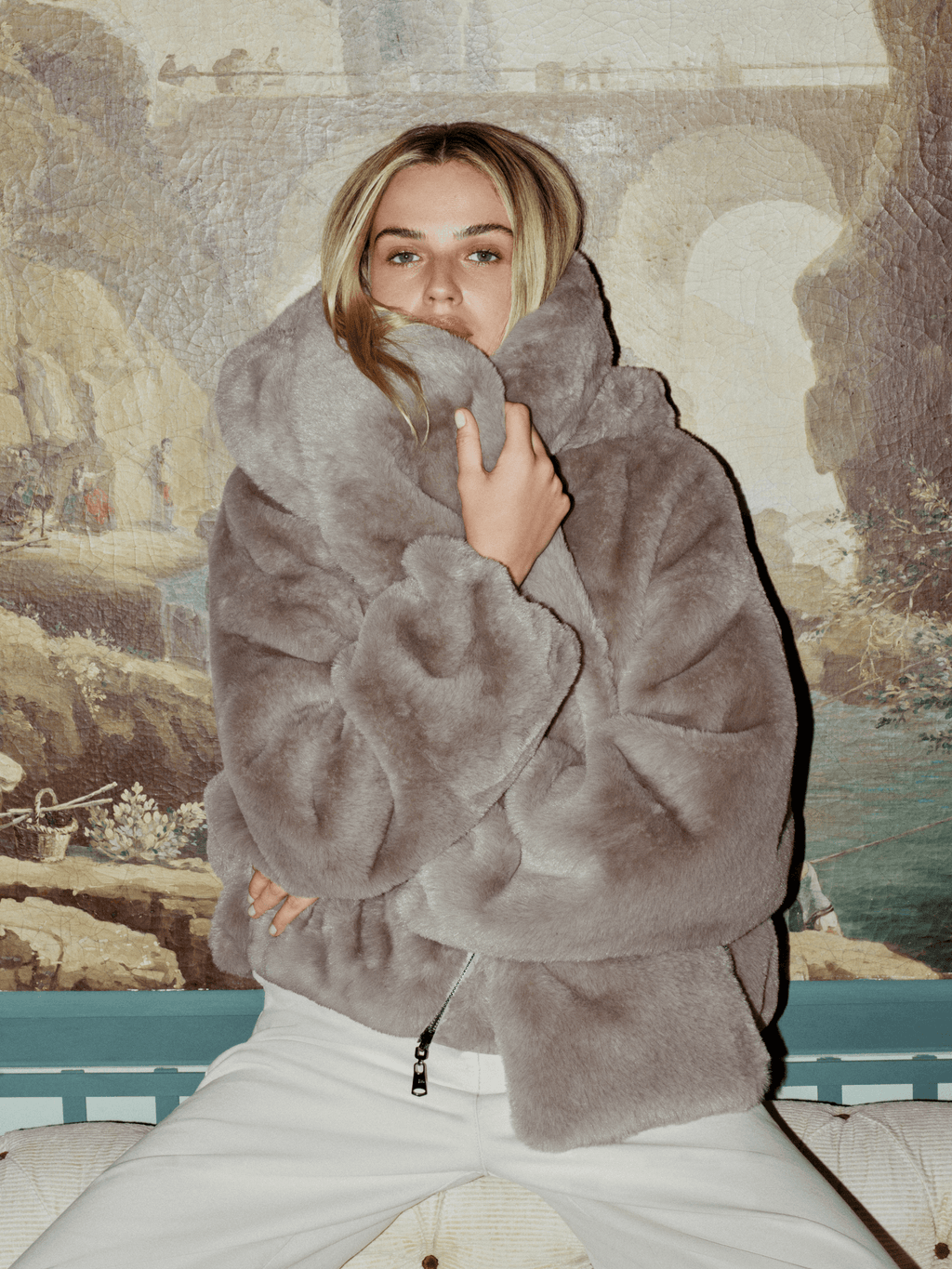 Chaqueta de pelo suave reversible