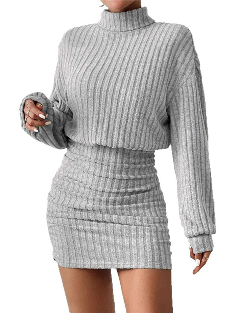 Jersey de punto acanalado con cuello alto