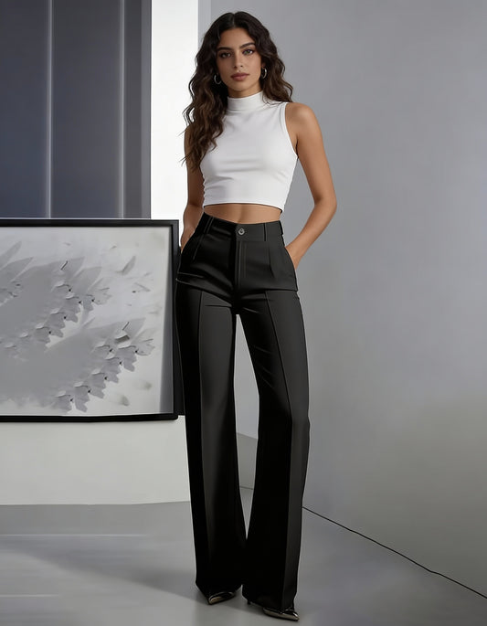 Pantalones de traje de mujer de cintura alta