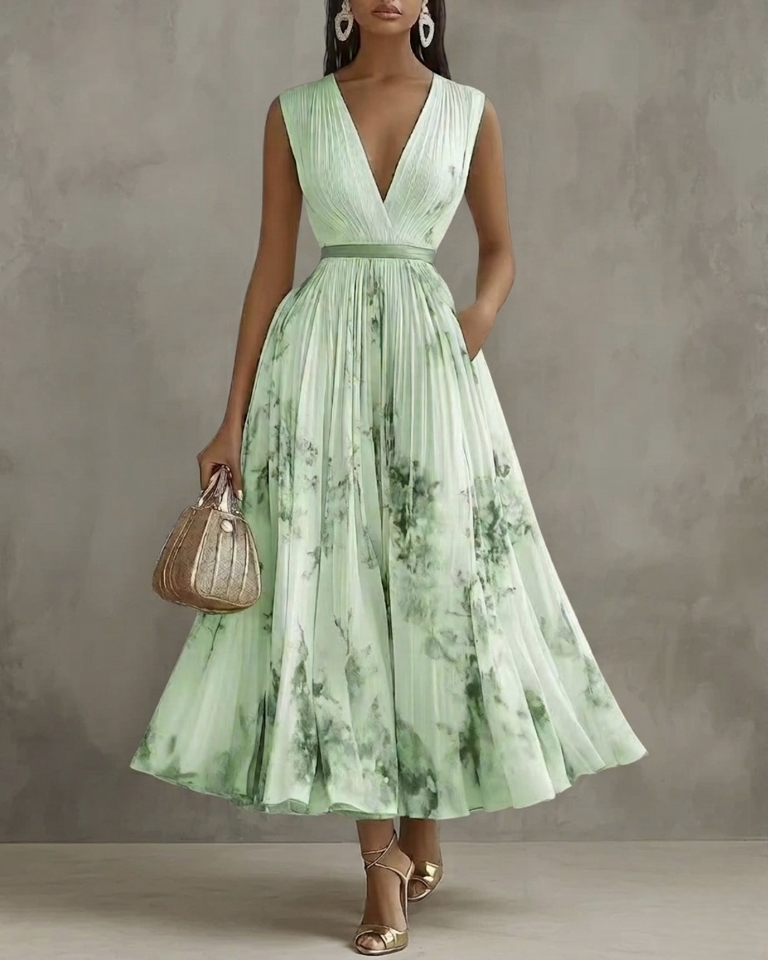 ALEJANDRA – Vestido Midi Con Cintura Definida