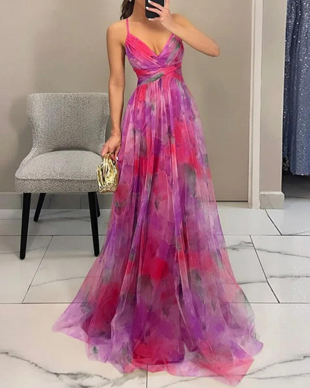 PAULA – Vestido Largo Estilo Floral