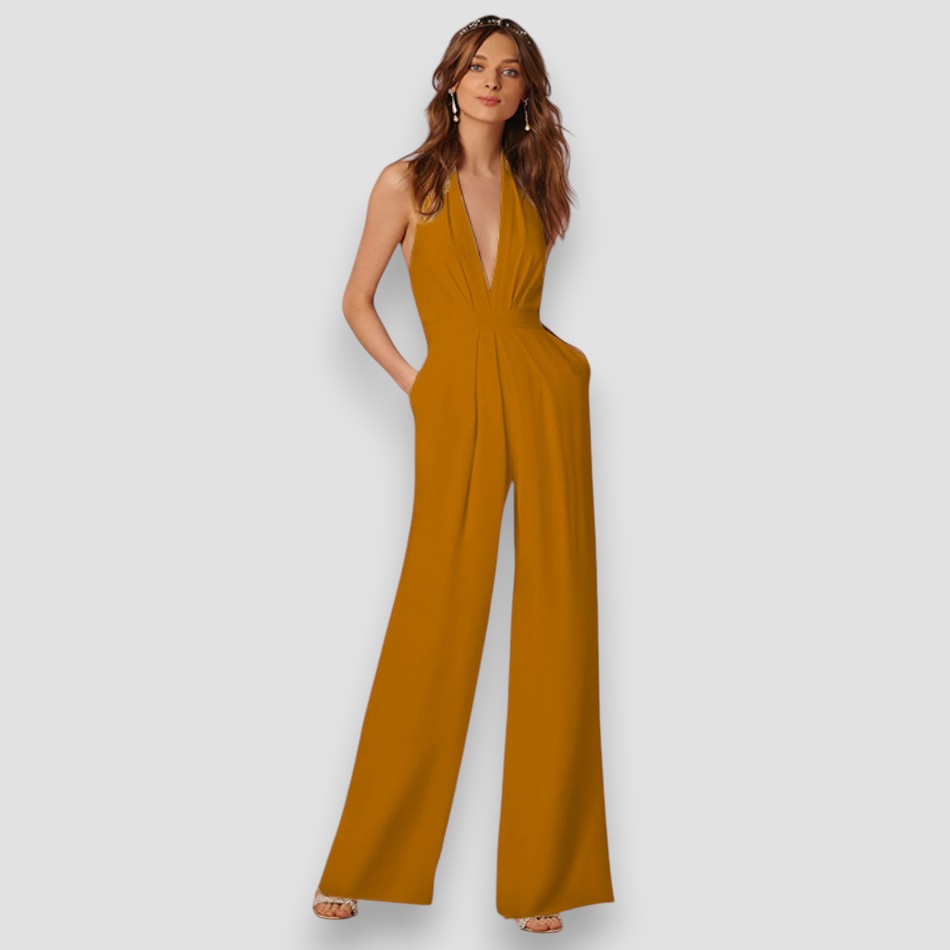 BEA – Mono Largo Halter Con Escote Profundo