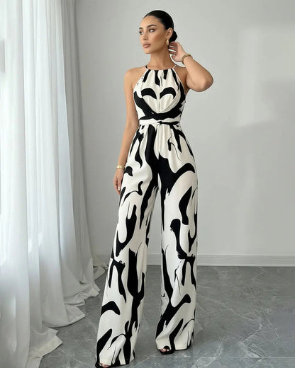 SHEILA – Mono Con Estampado Abstracto Y Cuello Halter