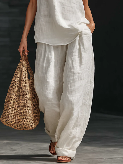 ZOE – Conjunto Sin Mangas Con Pantalones Anchos