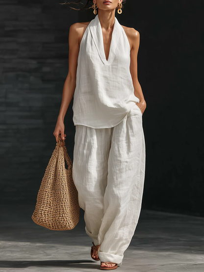 ZOE – Conjunto Sin Mangas Con Pantalones Anchos