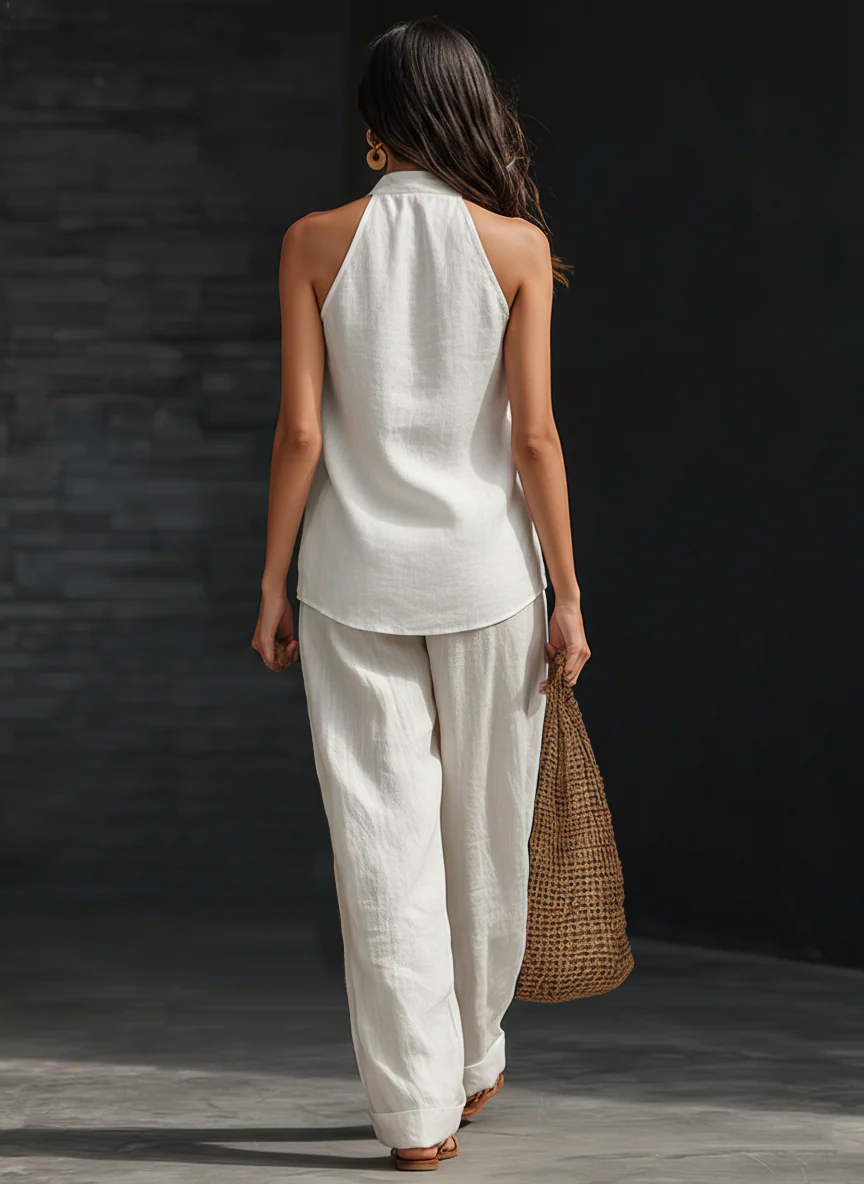 ZOE – Conjunto Sin Mangas Con Pantalones Anchos