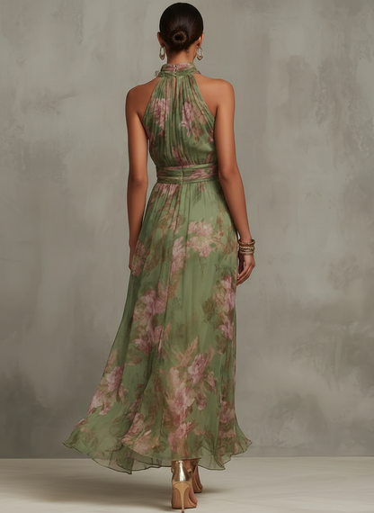 ÁFRICA – Vestido Floral Con Cuello Halter