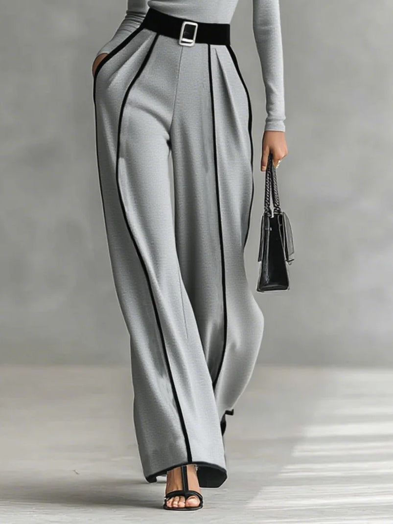 Conjunto de top de cuello alto y pantalones anchos