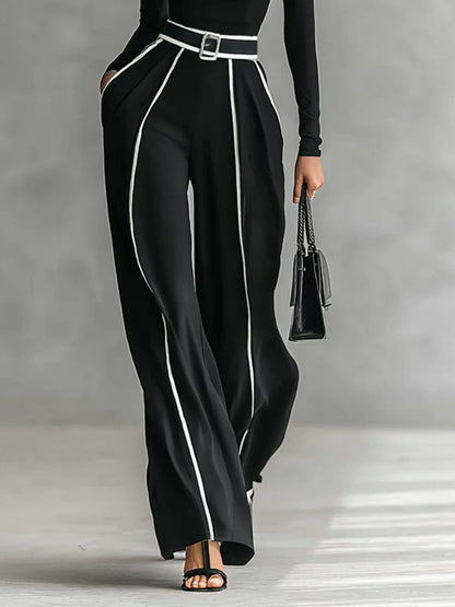 Conjunto de top de cuello alto y pantalones anchos