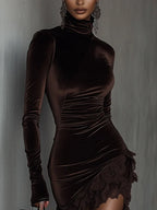 Minivestido de terciopelo marrón