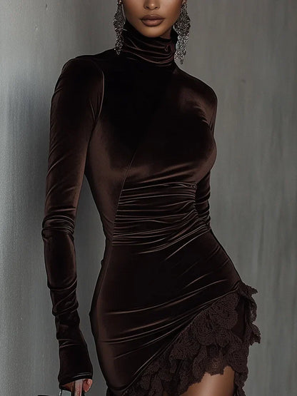 Minivestido de terciopelo marrón