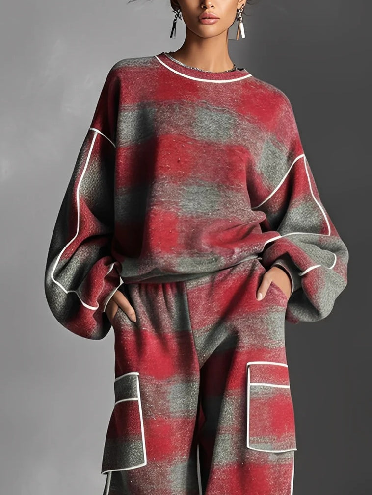 Two-piece plaid set