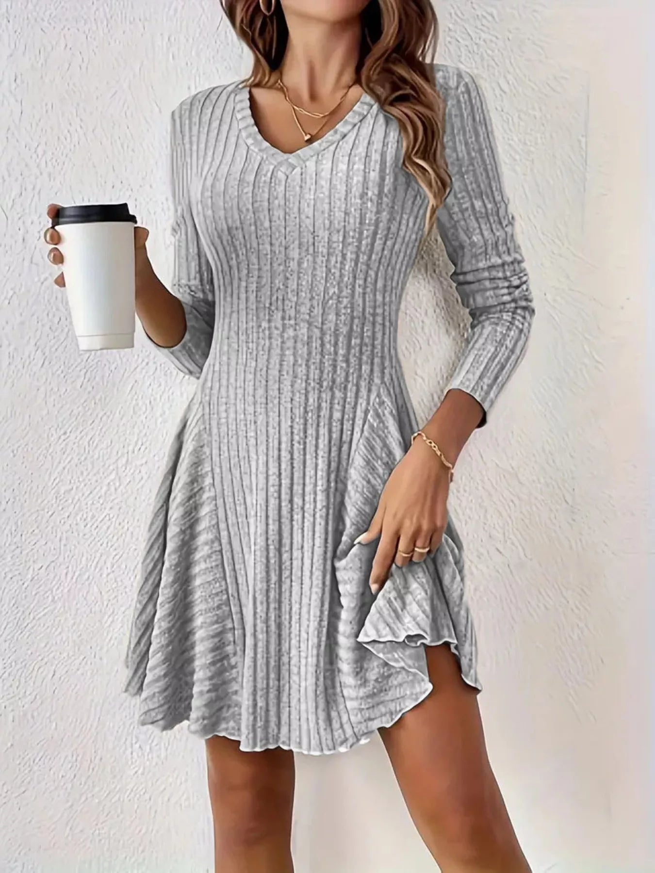 Vestido De Manga Larga De Punto
