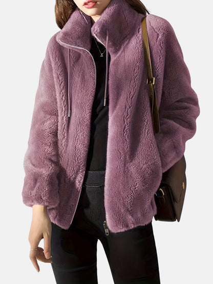 Chaqueta de pelo con cuello envolvente