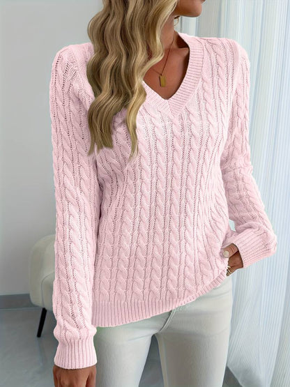 Elegant ribbed V-neck sweater