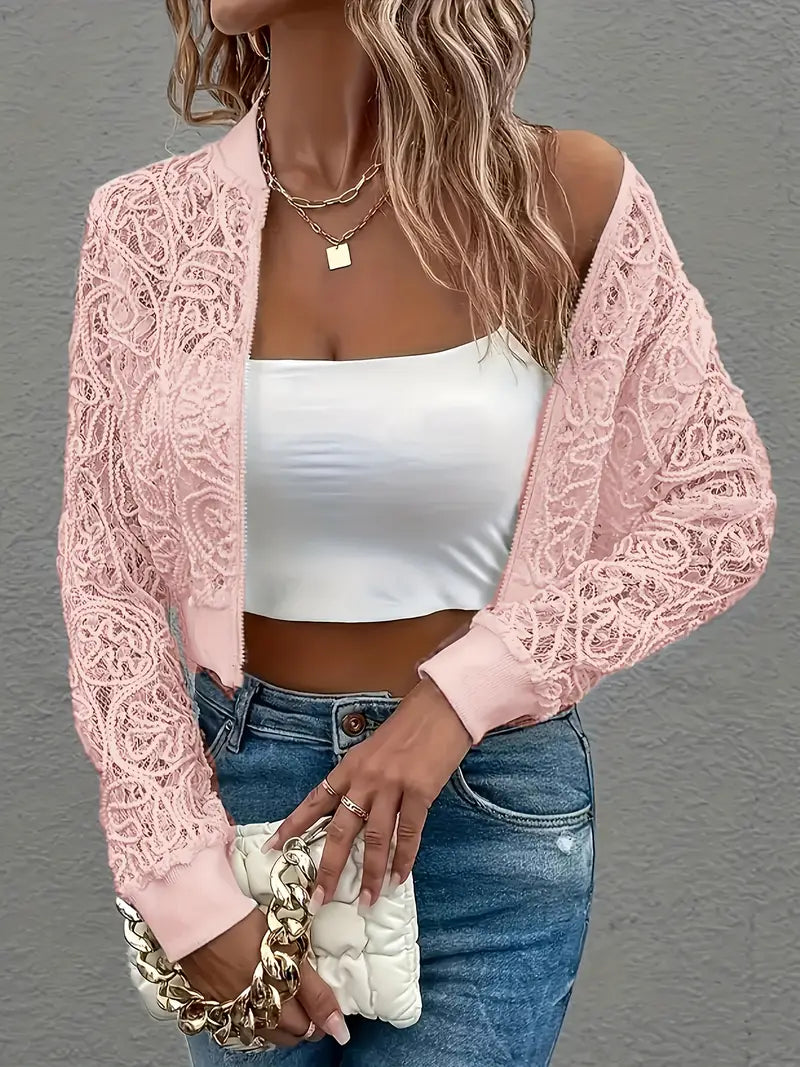 Lace bomber jacket