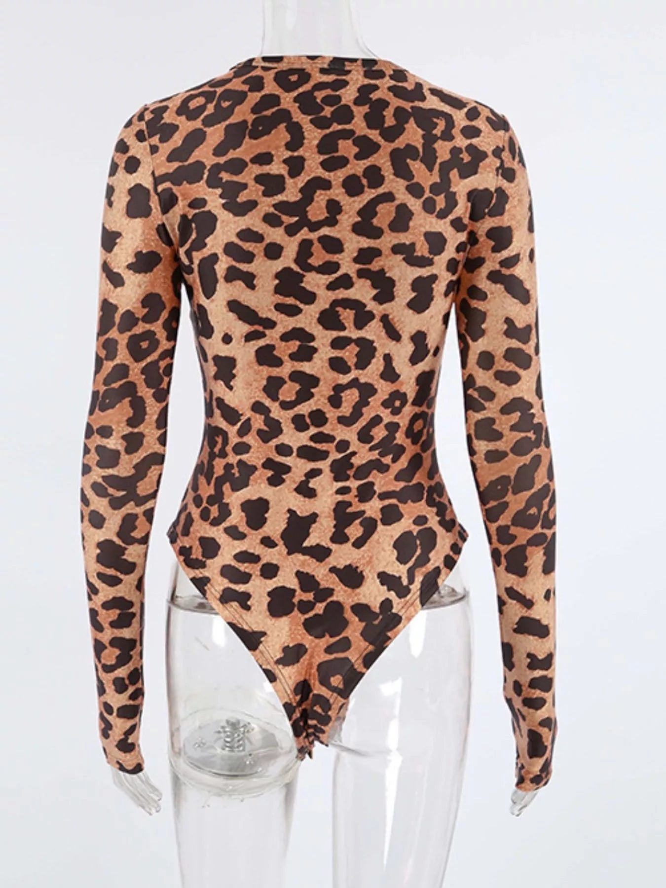 Body De Manga Larga Con Estampado De Leopardo