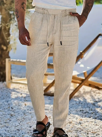 Pantalones Anchos De Lino Con Cordón
