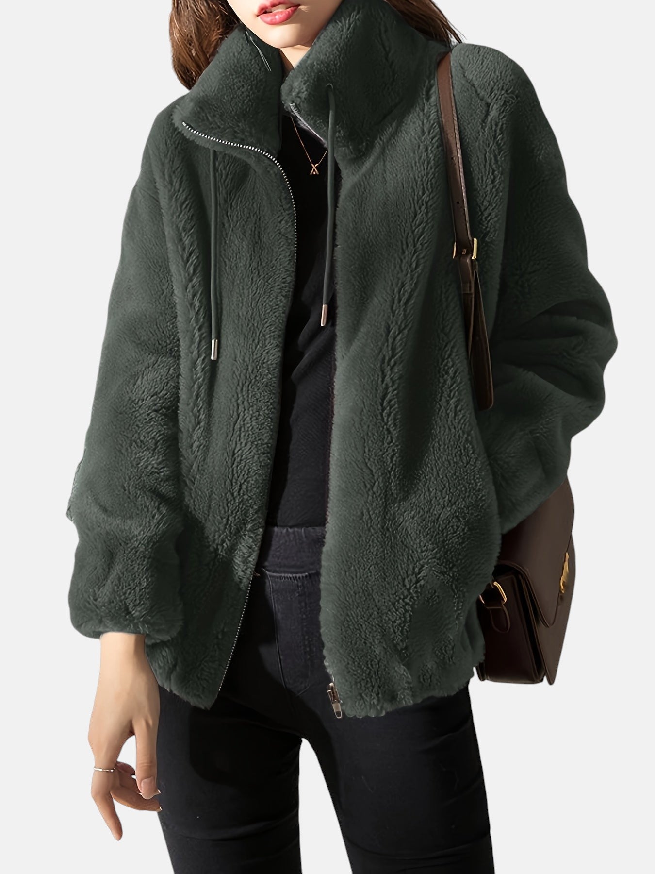 Chaqueta de pelo con cuello envolvente