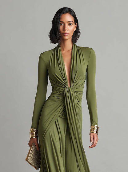 AURA – Vestido Elegante Con Escote En V