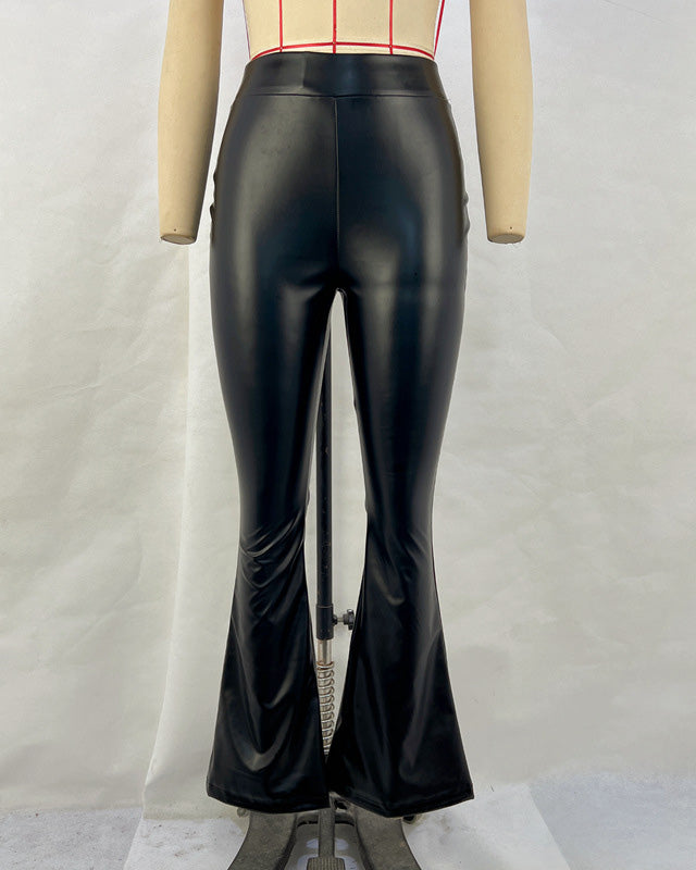 Pantalones de campana de cuero