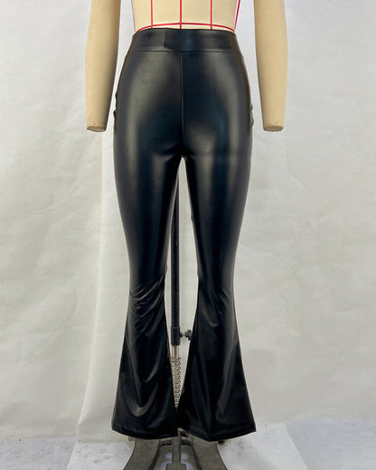 Pantalones de campana de cuero