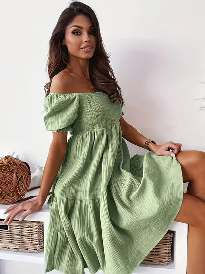 GABRIELA – Vestido De Manga Corta Con Volantes