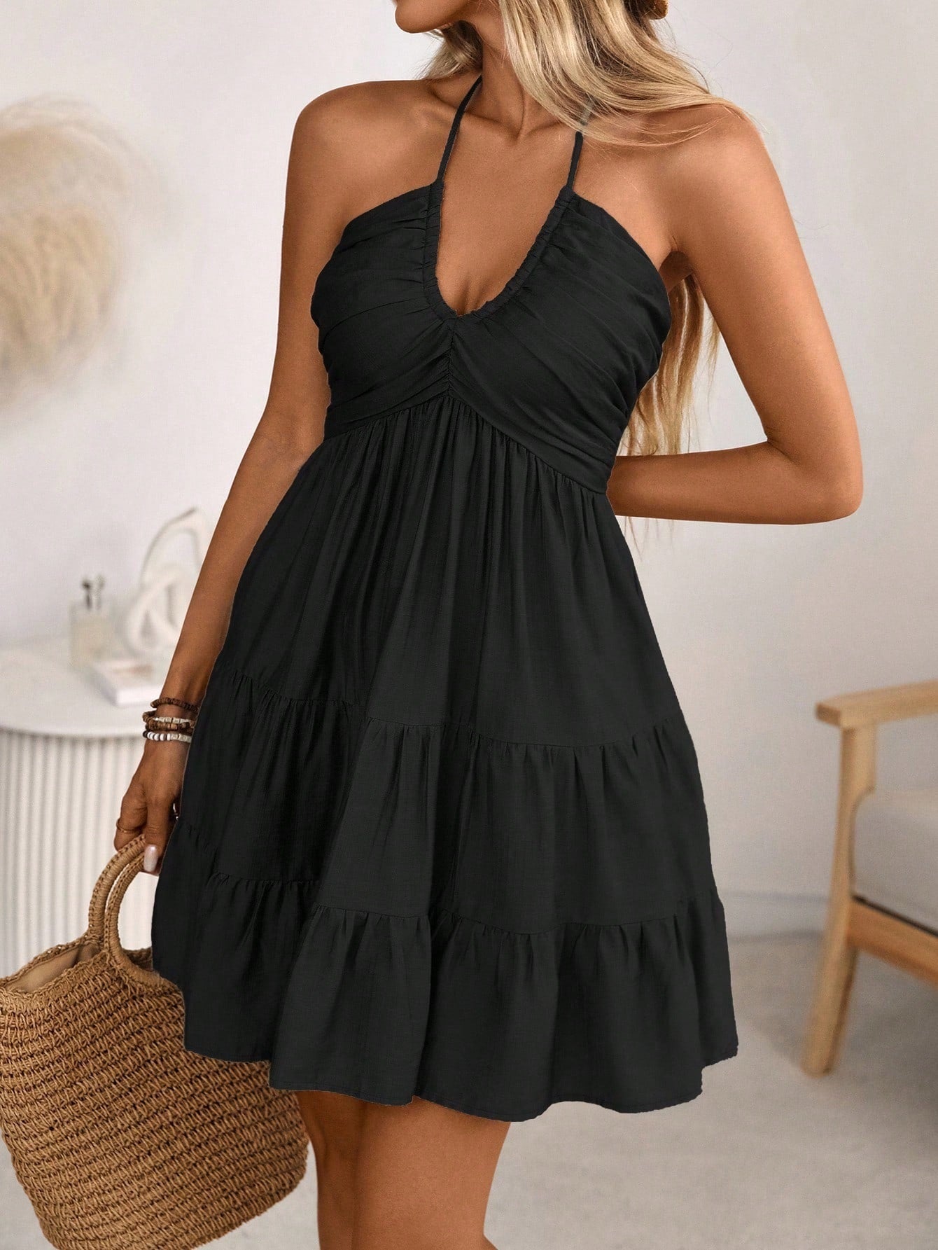 SUSANA – Vestido Corto Fruncido