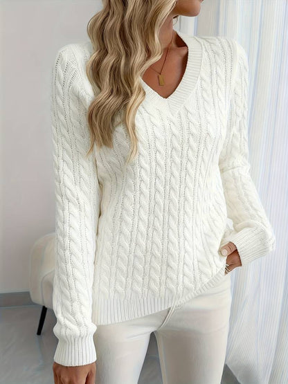 Elegant ribbed V-neck sweater