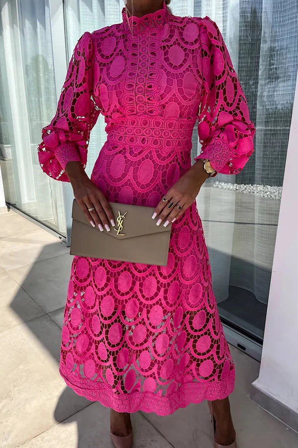 SHEILA – Vestido Midi Con Mangas Efecto Translúcido