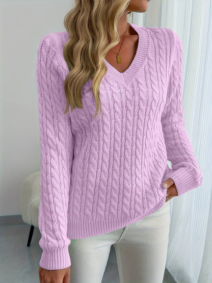 Elegant ribbed V-neck sweater