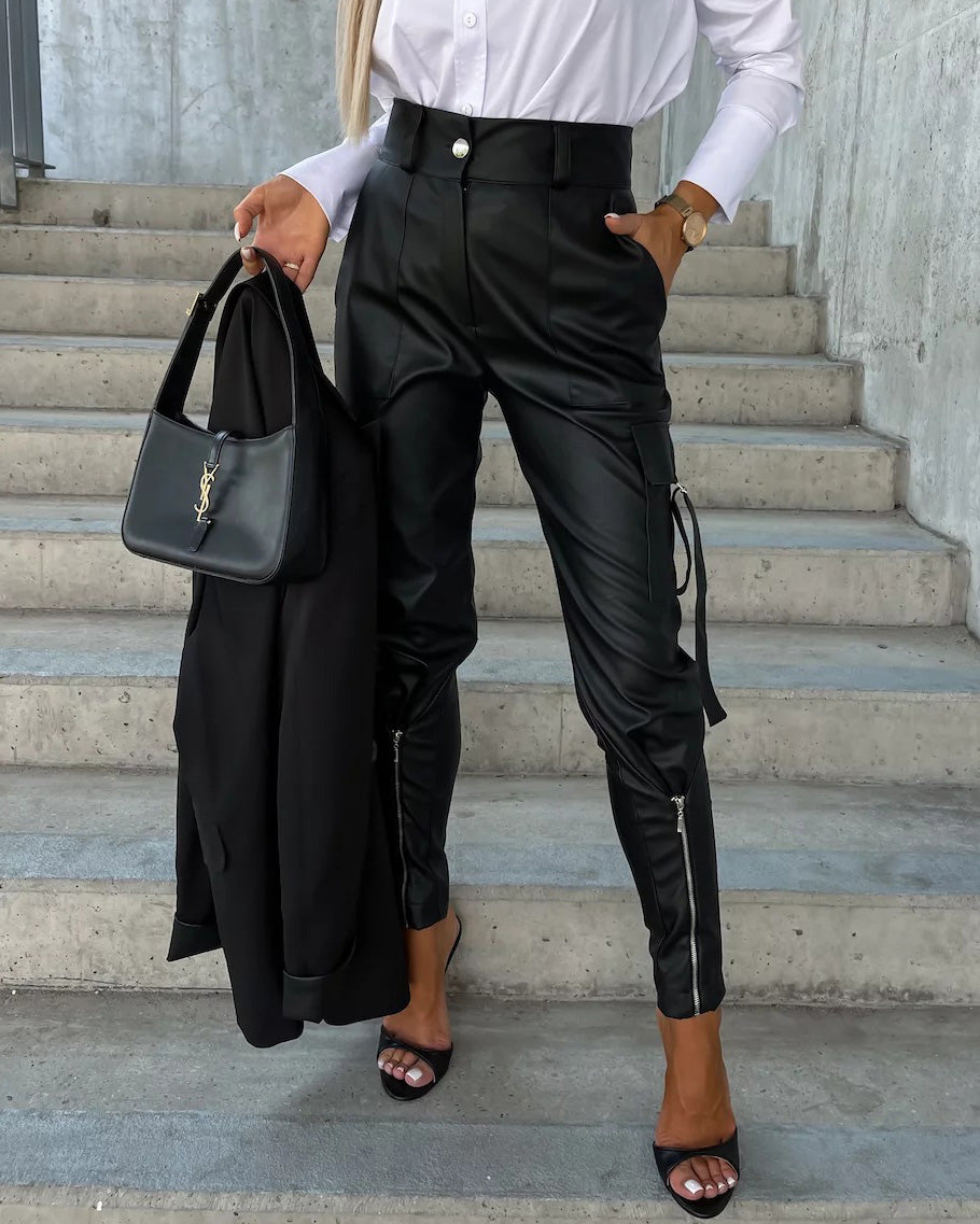 Tight leather pants