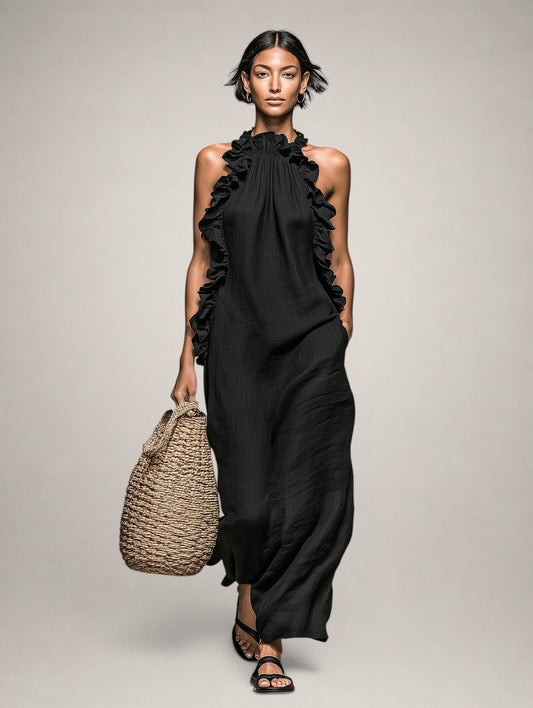 SILVIA – Vestido Sin Mangas Con Volantes